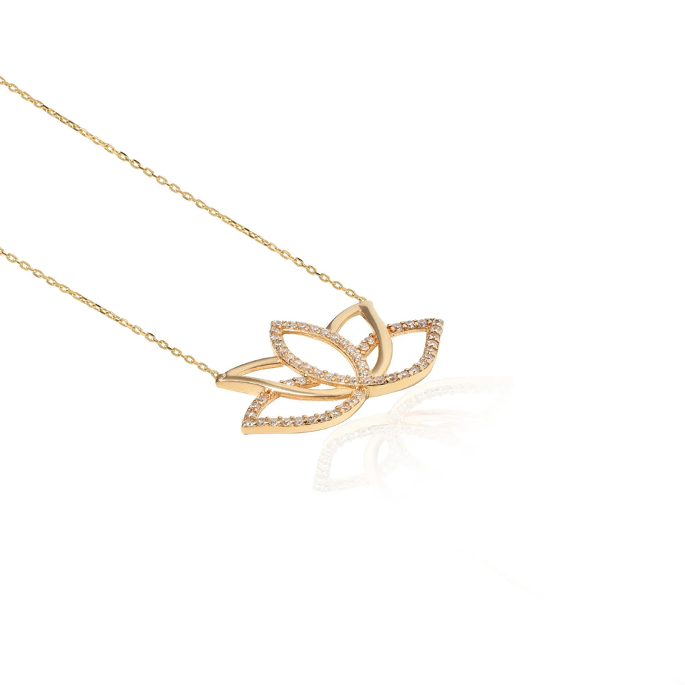 14_Ayar_Altin_Lotus_Kolye