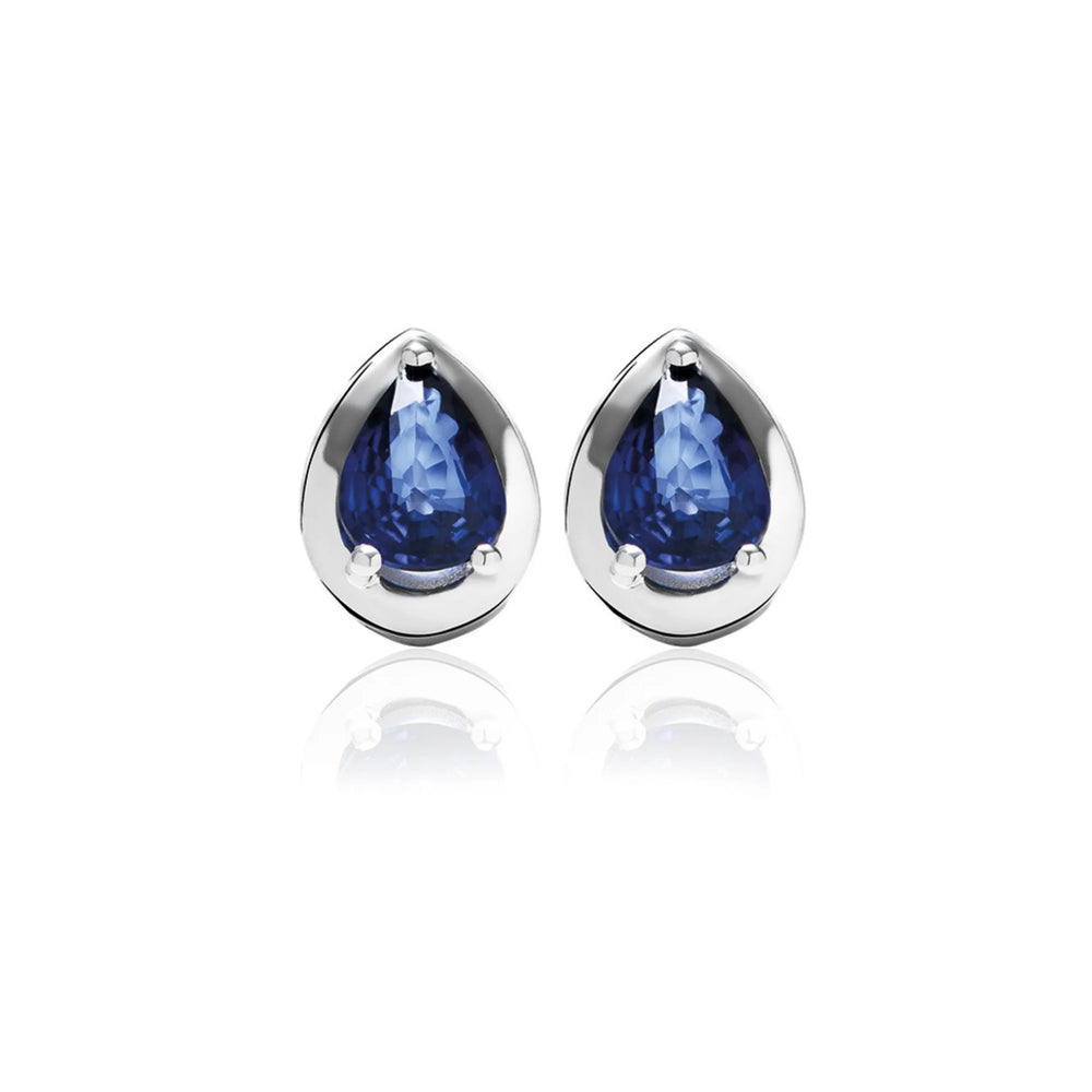 14_Ayar_Altin_Pear_Safir_Kupe