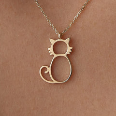14K Gold Cat Necklace