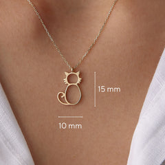 14K Gold Cat Necklace