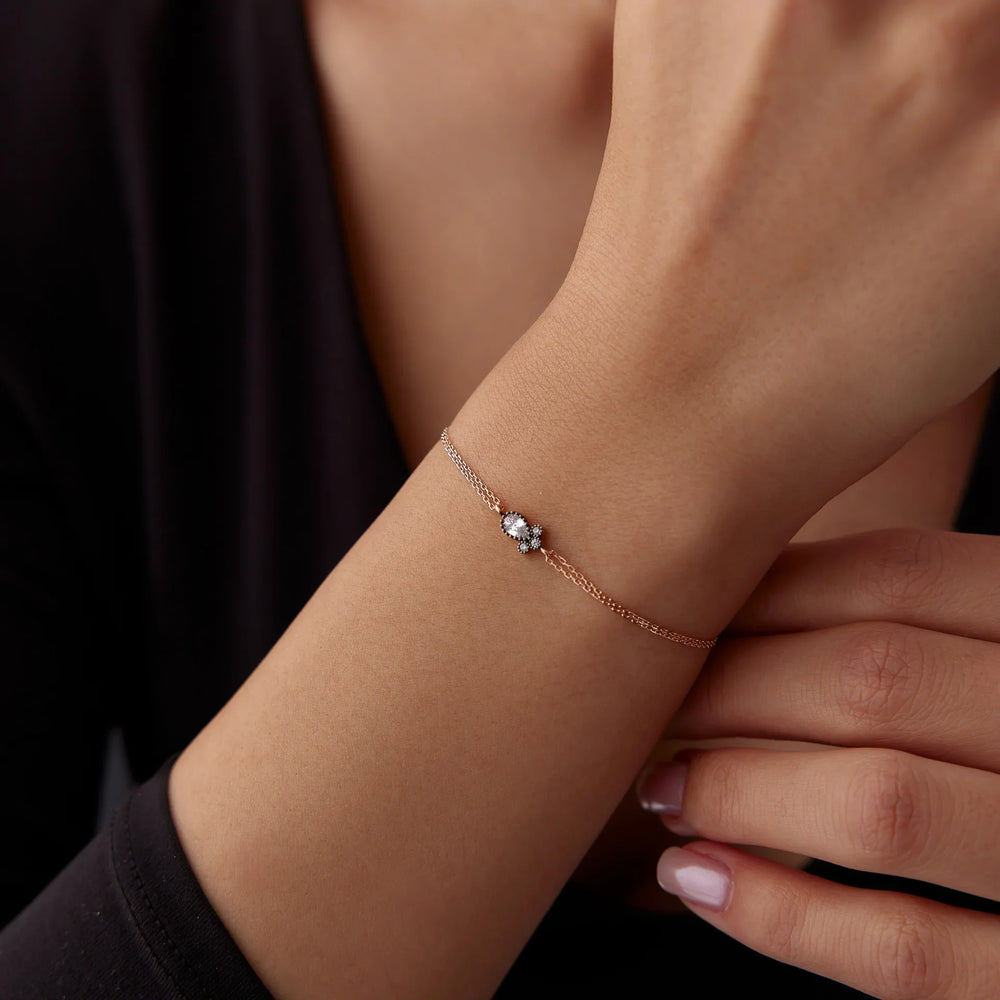 14 Ayar Altın Damla Taşlı Minimal Bileklik