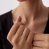 14 Ayar Altın Üçtaş Minimal Yüzük