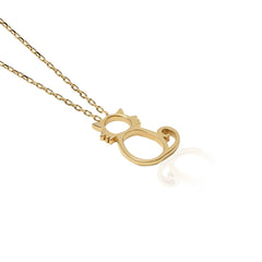 14K Gold Cat Necklace