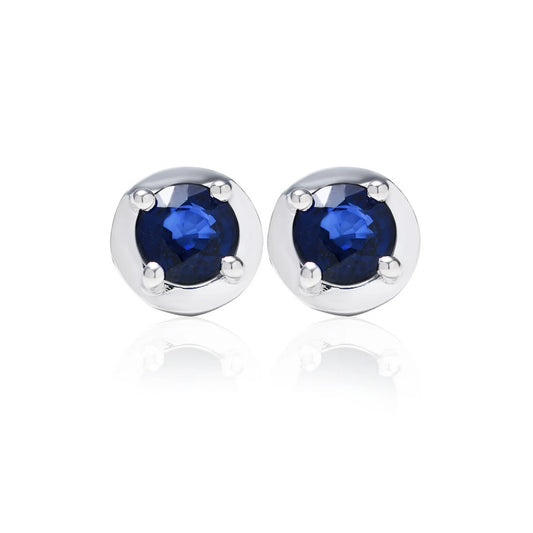 14_Ayar_Altin_Round_Safir_Kupe