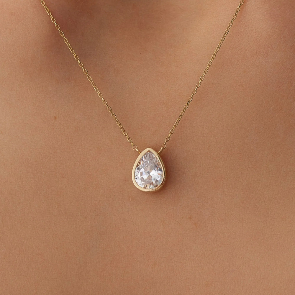 14_Ayar_Altin_Tasli_Damla_Kolye