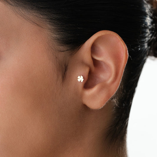 14K Altın Yonca Piercing