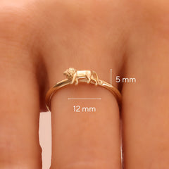 14K Solid Gold Lion Ring