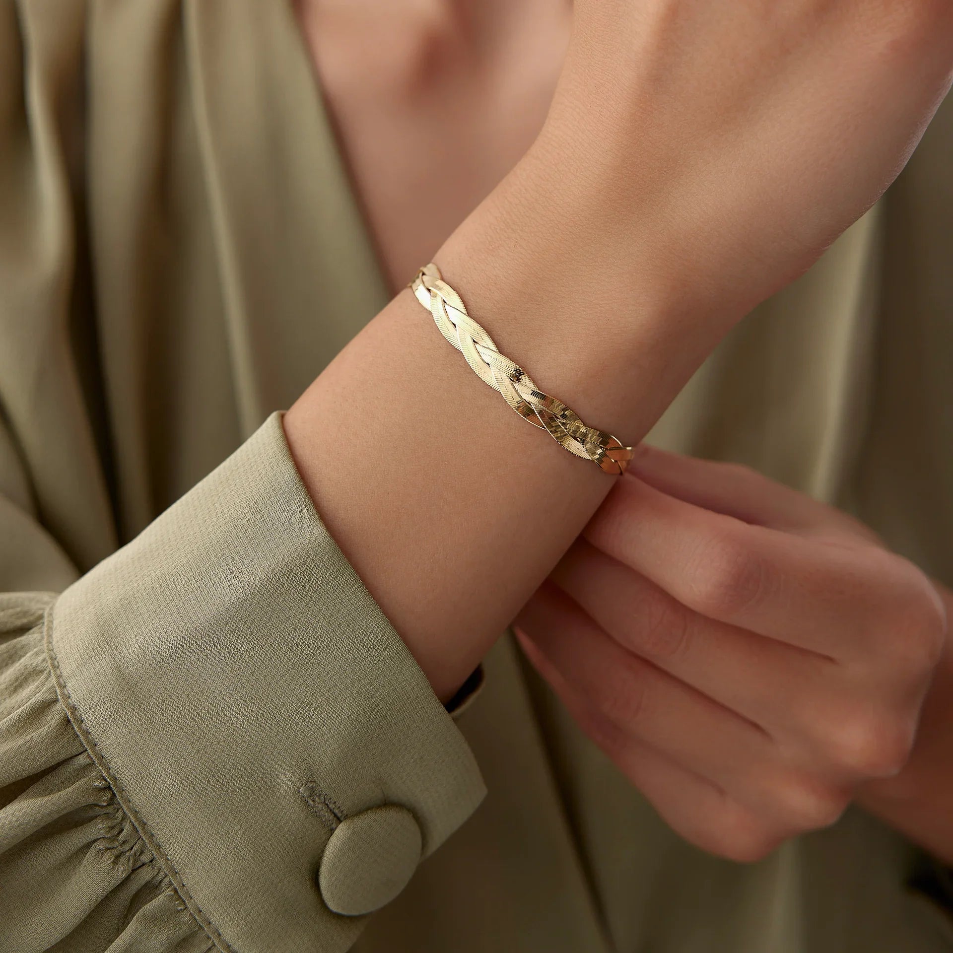 14 Ayar Altın Örgü İtalyan Ezme Bileklik