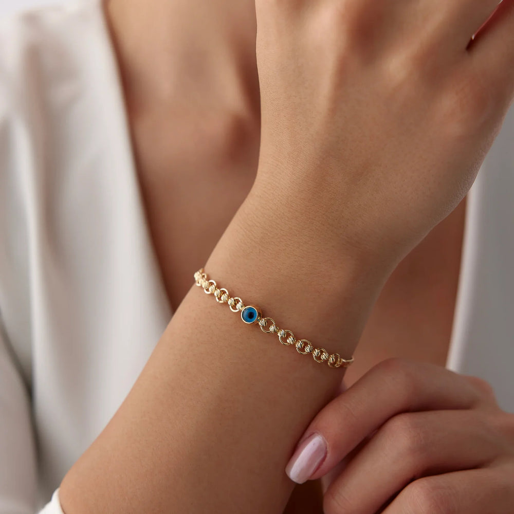 14 Ayar Altın Dorikalı Göz Bileklik