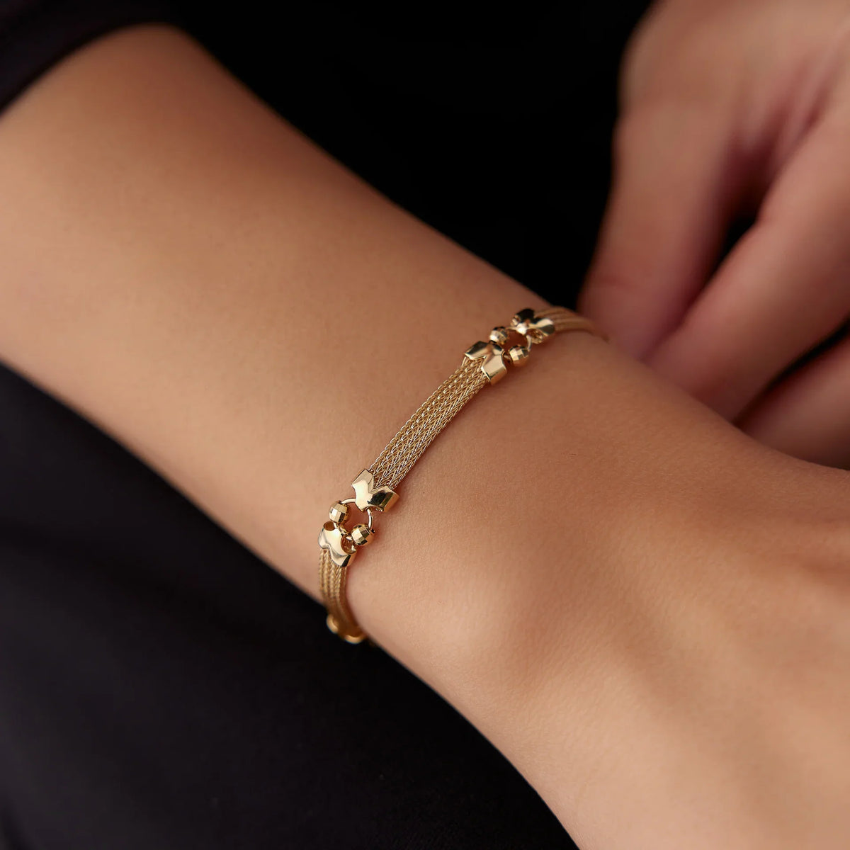 14 Ayar Altın Tasarım Halka Bileklik