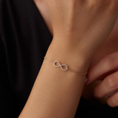 14 Ayar Altın Taşlı Sonsuzluk Bileklik