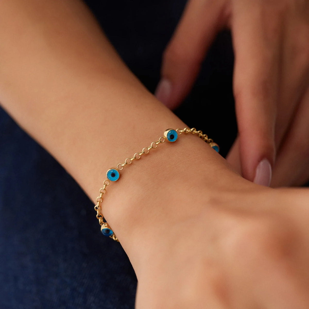 14 Ayar Altın Nazar Boncuklu Bileklik