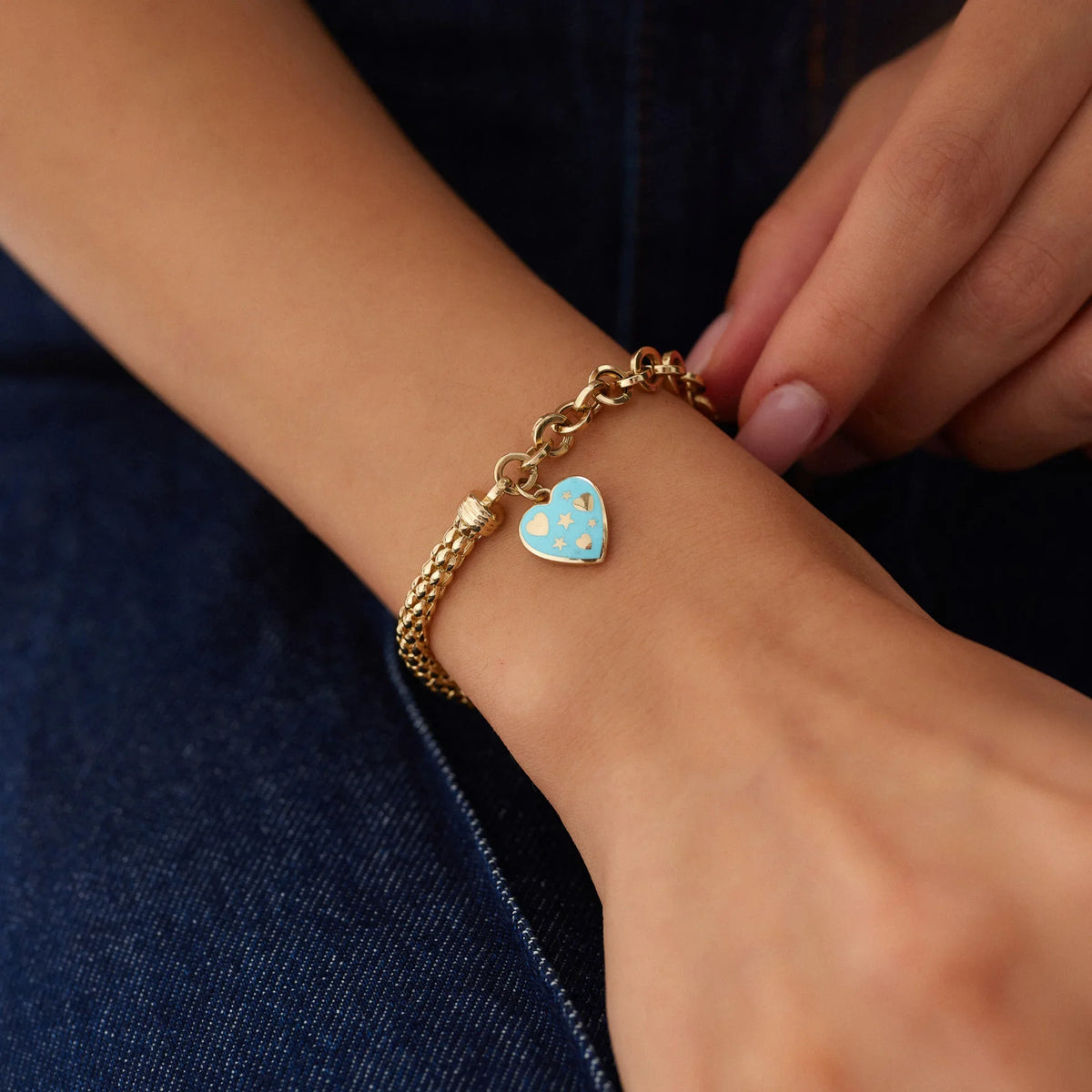 14 Ayar Altın Kalp Bileklik