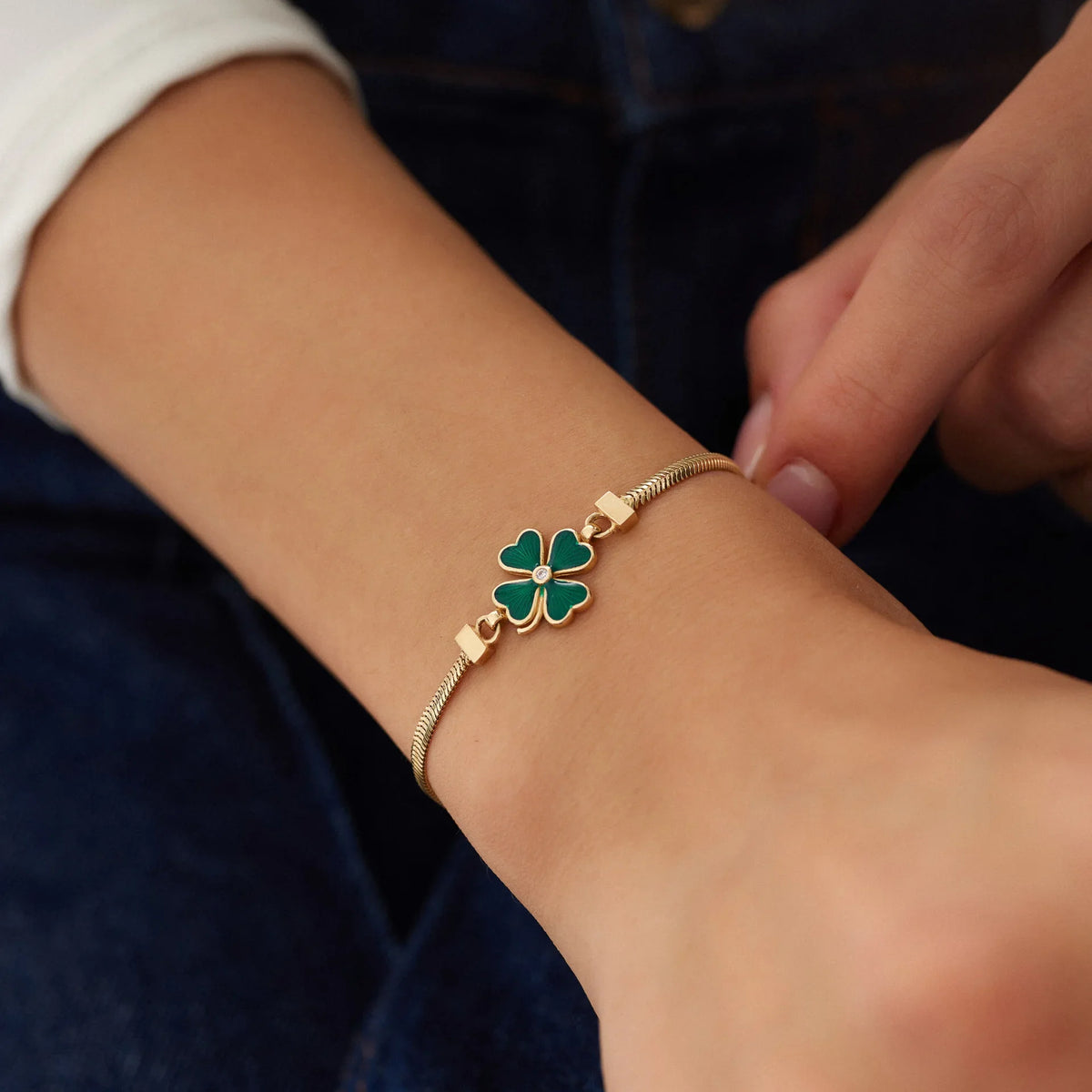 14 Ayar Altın Yonca Balıksırtı Bileklik