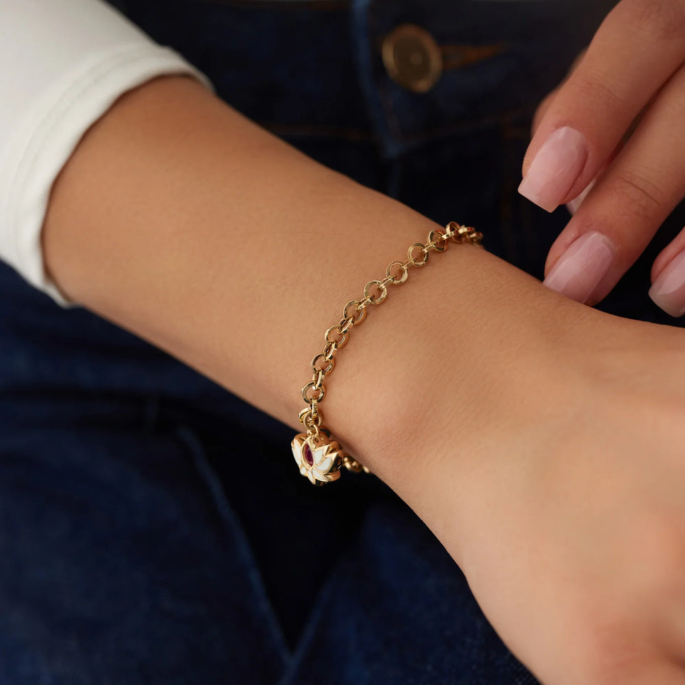 14 Ayar Altın Lotus Çiçeği Bileklik