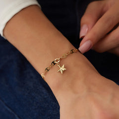 14 Ayar Altın Yıldız Charm Bileklik