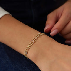 14 Ayar Altın Üç Sıra Dorika Popcorn Bileklik