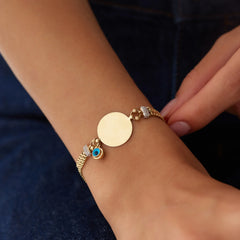 14 Ayar Altın Plaka Göz Charm Viyana Bileklik