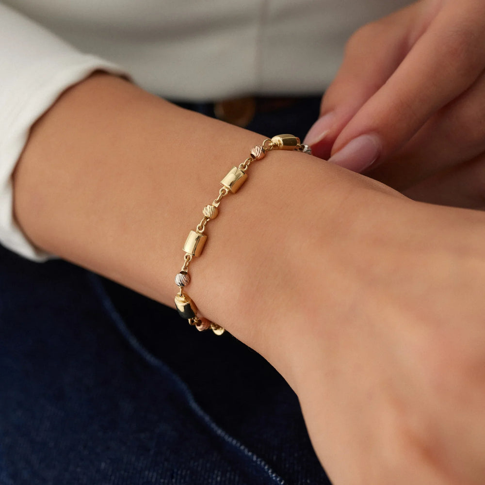 14 Ayar Altın Dorika Toplu Küp Bileklik