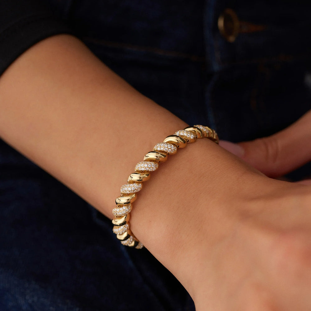 14 Ayar Altın Taşlı Burgu Bileklik