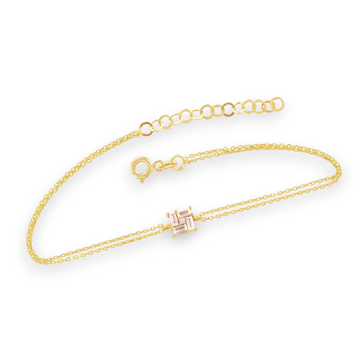14 Ayar Altın İkili Zincir Baget Bileklik
