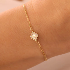 14 Ayar Altın Baget Mozaik Bileklik