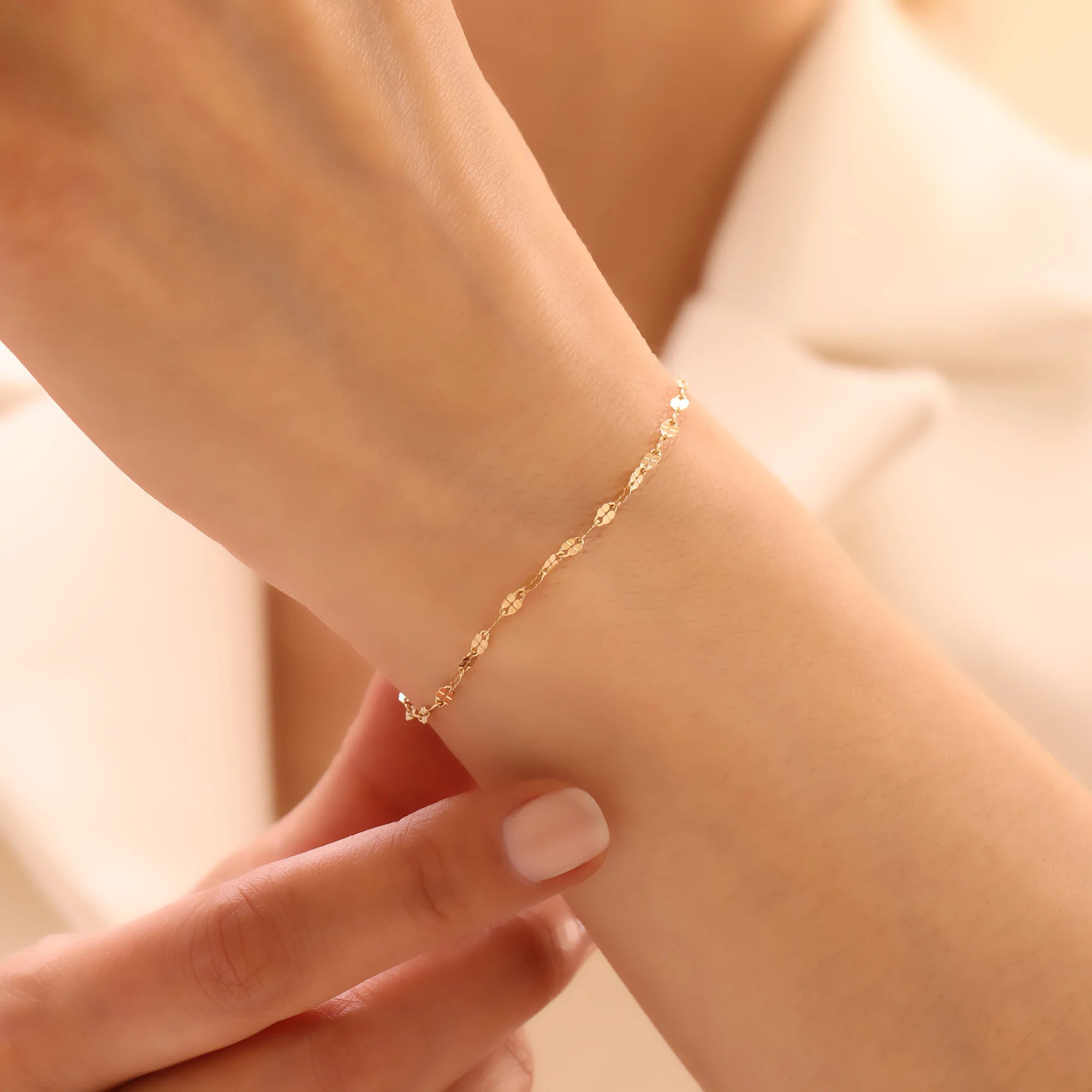 14 Ayar Altın İnce Aynalı Bileklik