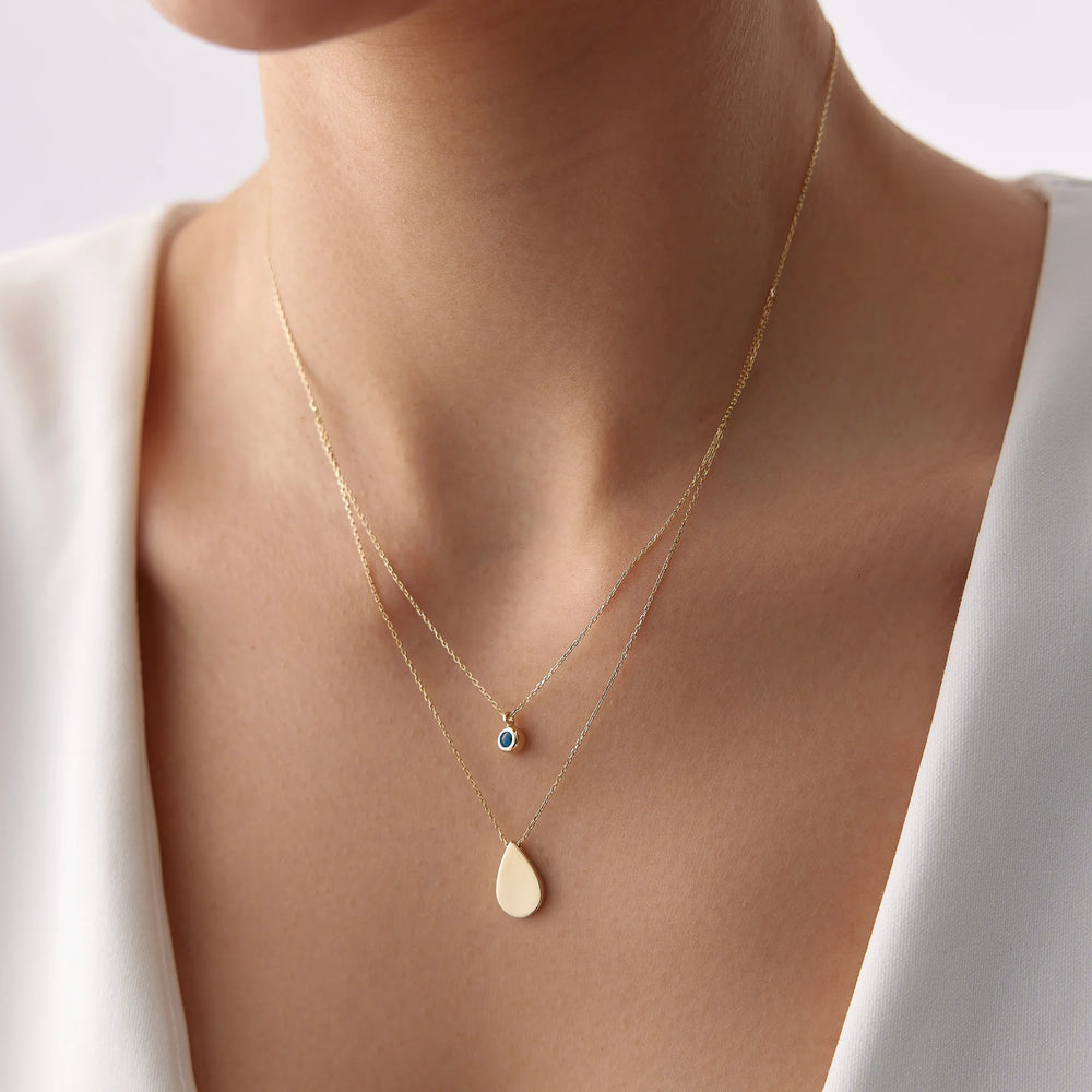 14 Ayar Altın İkili Damla Göz Kolye