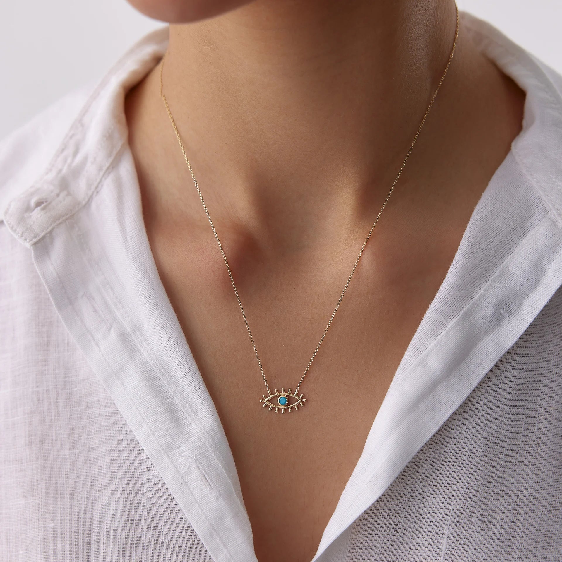 14 Ayar Altın Göz Kolye