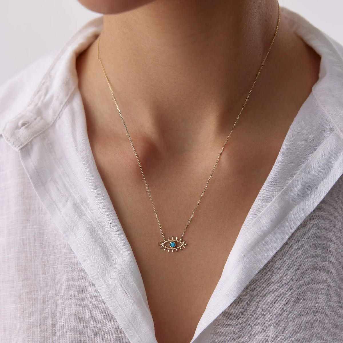 14 Ayar Altın Göz Kolye