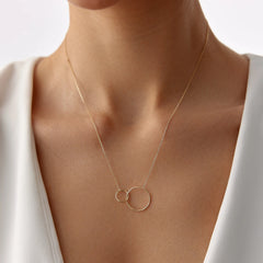 14 Ayar Altın Çift Halka Kolye