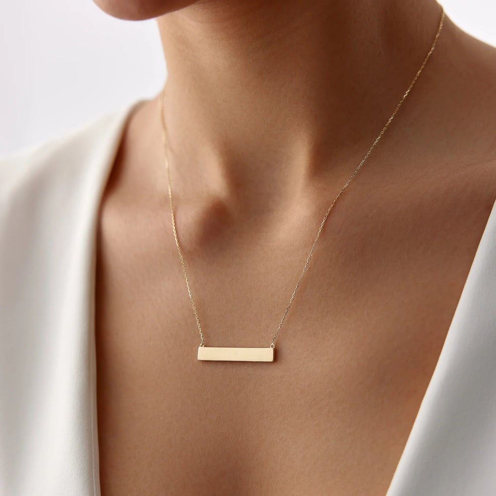 14 Ayar Altın Plaka Kolye