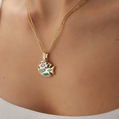 14 Ayar Altın İkili Balık Kolye