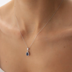 14 Ayar Altın Damla Safir Kolye