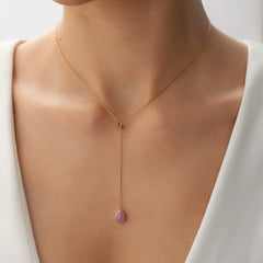 14 Ayar Altın El Yapımı Rose Renk Taşlı Kolye