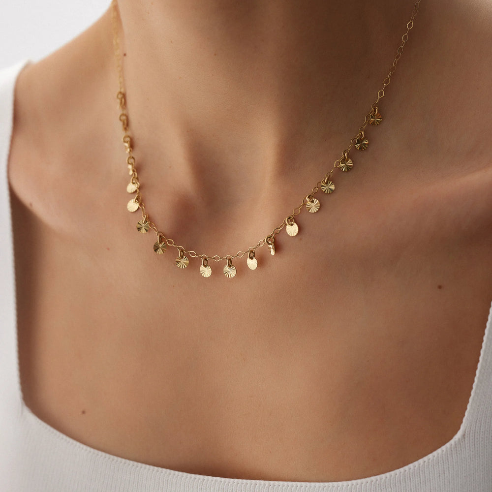 14 Ayar Altın Pullu Kolye