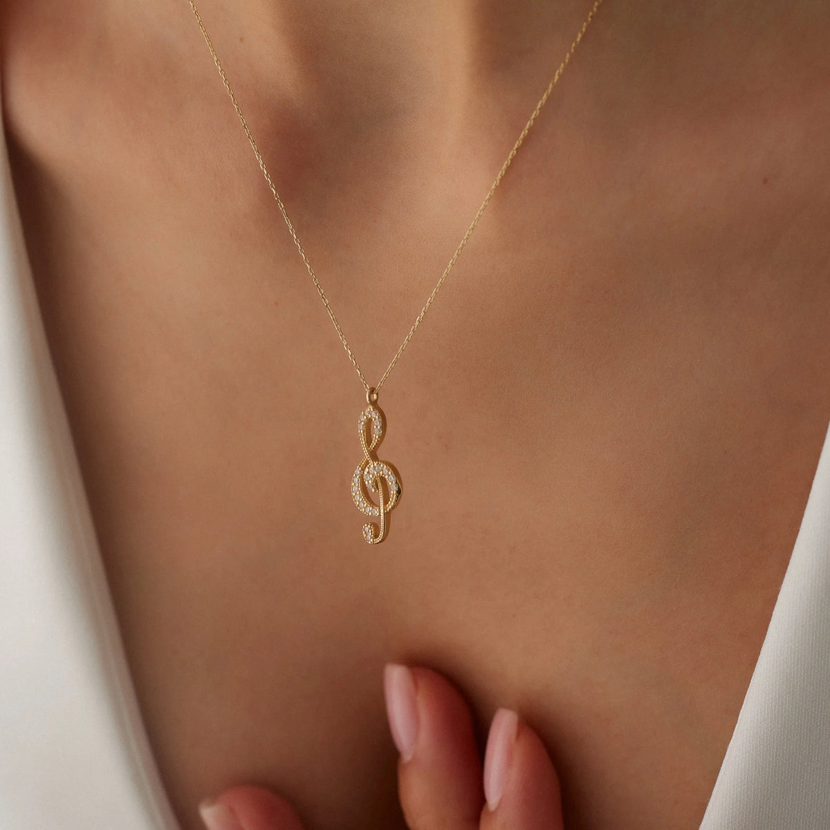 14 Ayar Altın Sol Anahtarı Kolye