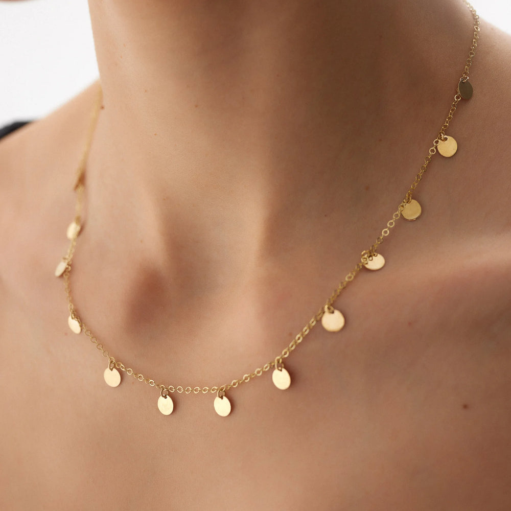 14 Ayar Altın Pullu Kolye