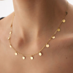 14 Ayar Altın Pullu Kolye