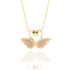 14 Ayar Altın Aşk Kuğuları Kolye