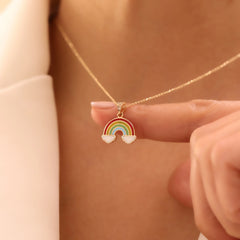 14 Ayar Altın Gökkuşağı Kolye
