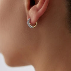 14 Ayar Altın Çift Renk Taşlı Halka Küpe