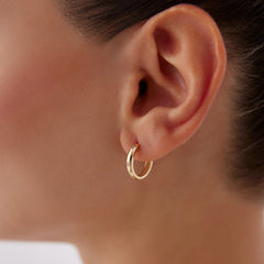 14 Ayar Altın Taşlı Sade Halka Küpe