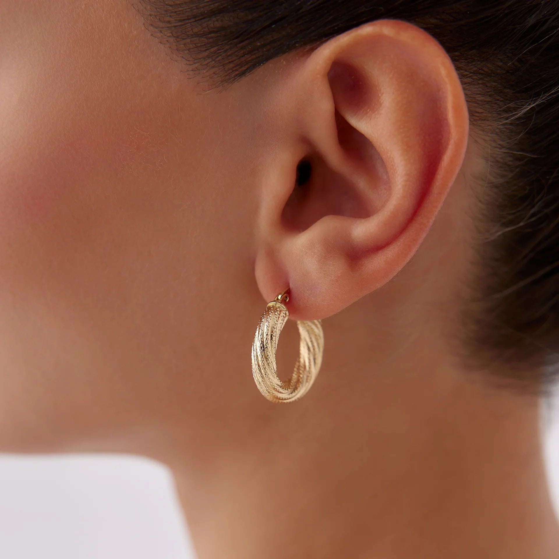 14 Ayar Altın Burgu Halka Küpe