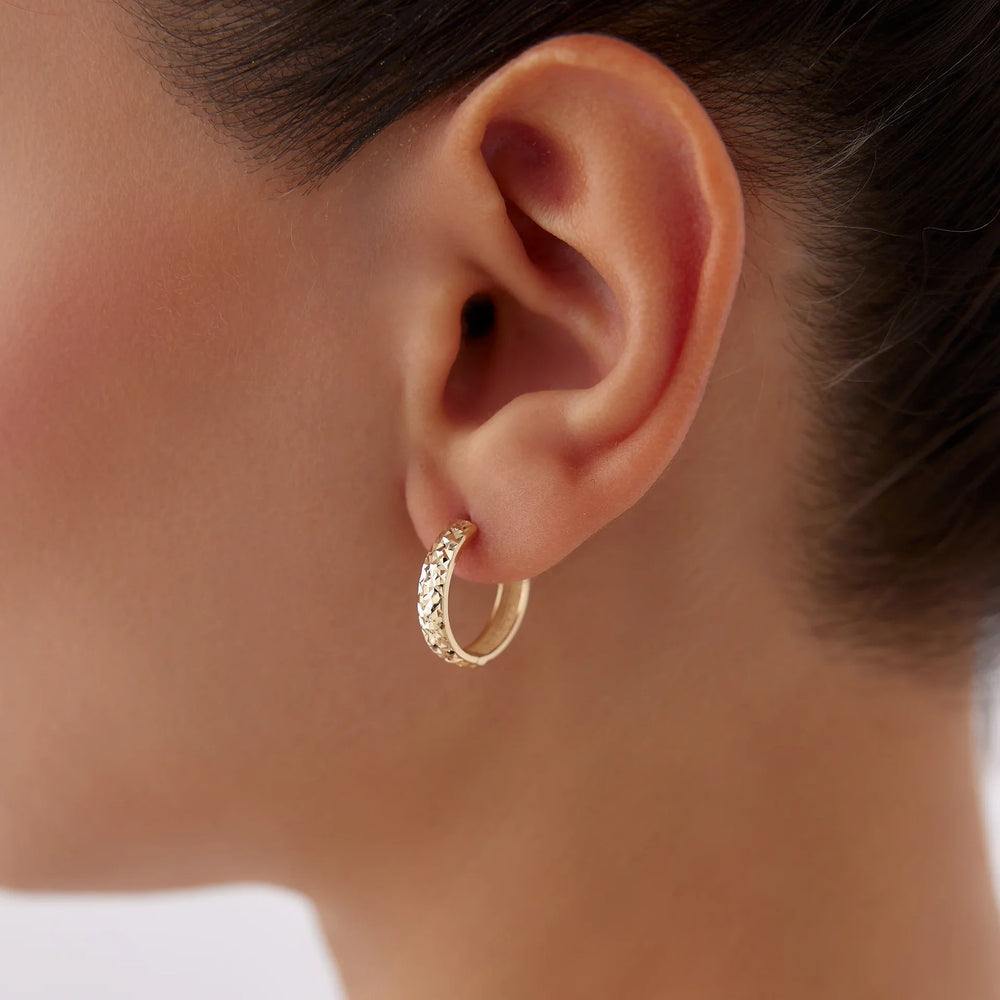 14 Ayar Altın Işıltı Halka Küpe