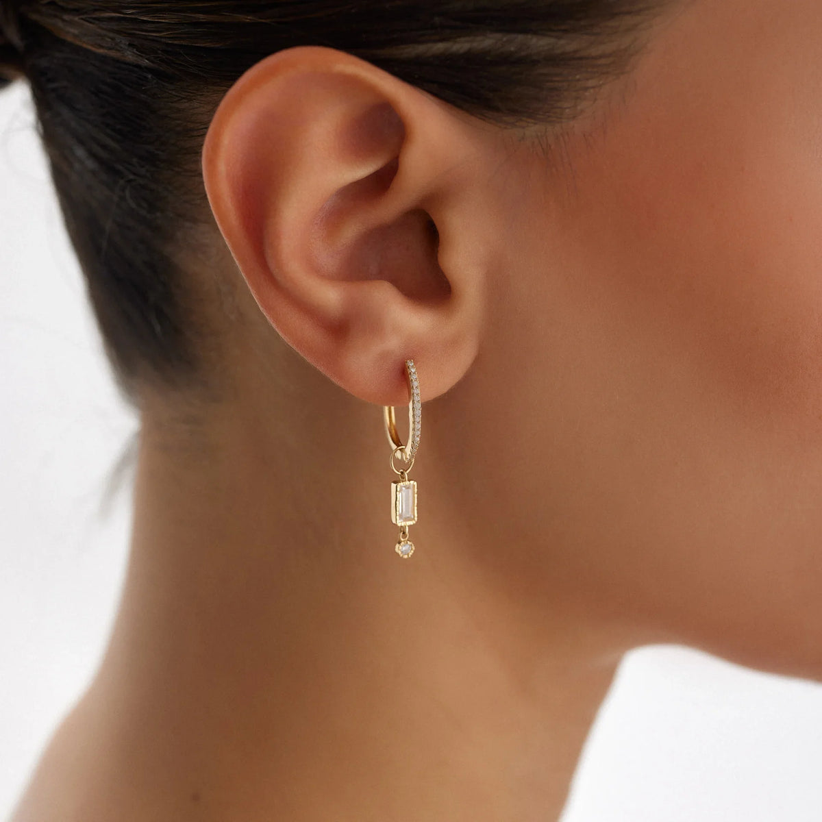 14 Ayar Altın Baget Sallantılı Halka Küpe