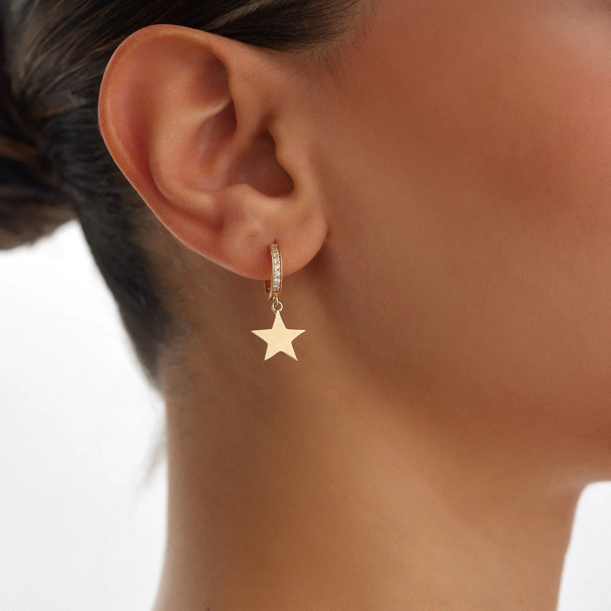 14 Ayar Altın Yıldız Sallantılı Halka Küpe