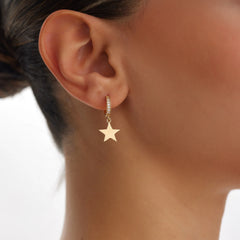 14 Ayar Altın Yıldız Sallantılı Halka Küpe