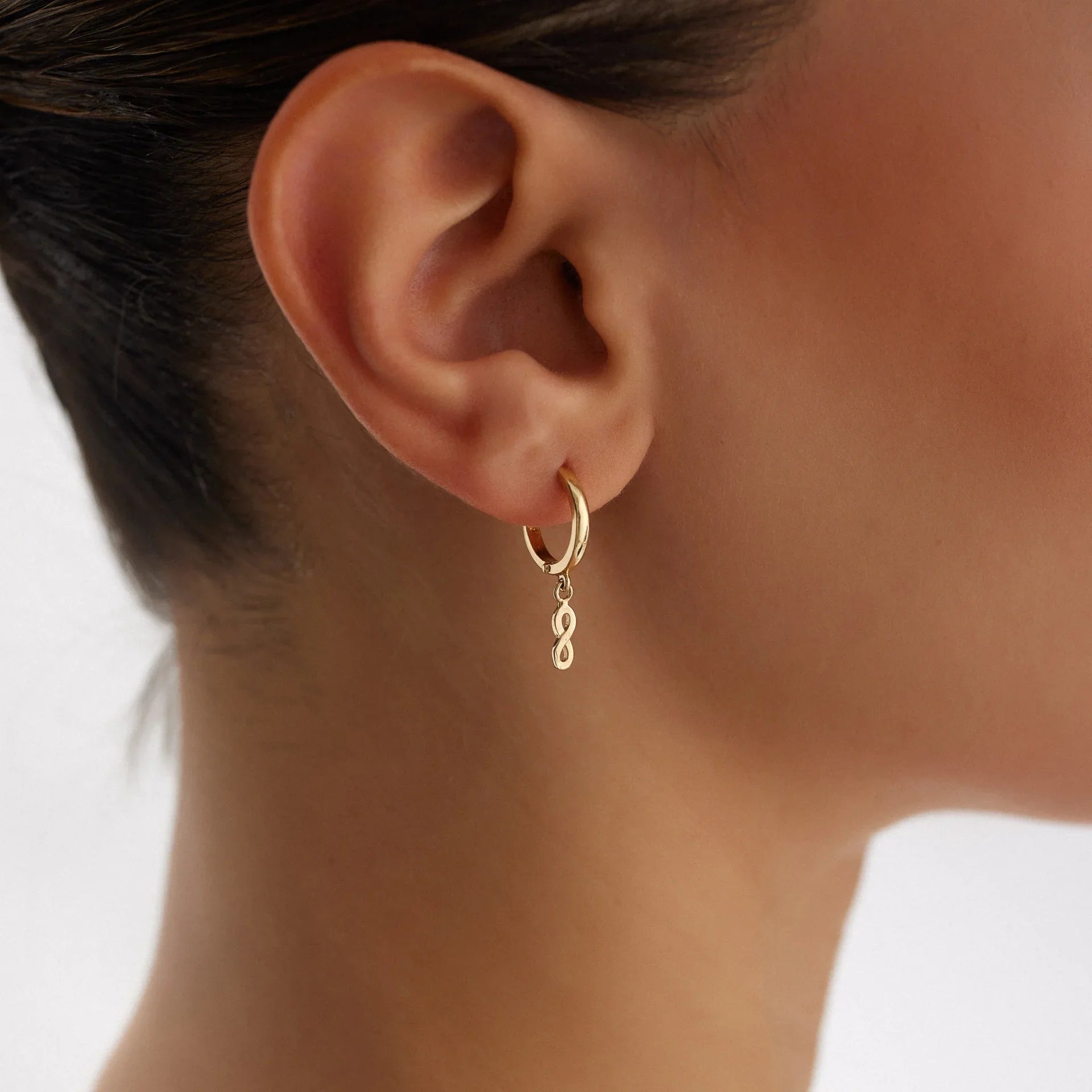 14 Ayar Altın Sonsuzluk Sallantılı Halka Küpe