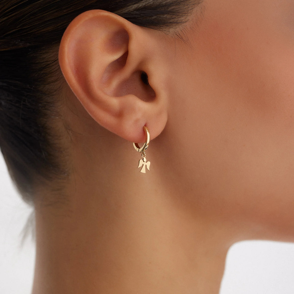 14 Ayar Altın Melek Sallantılı Halka Küpe